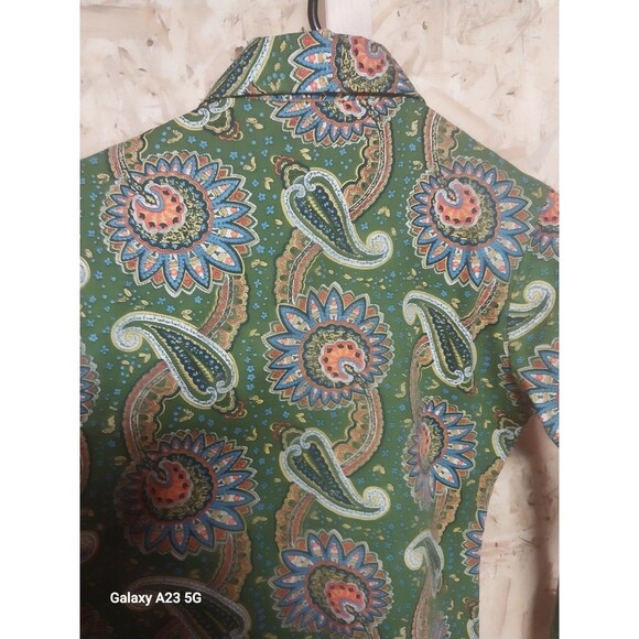 Vintage Minnesota Woolen Size 10 Green Paisley Dress Mod 60s Collared - Picture 6 of 8